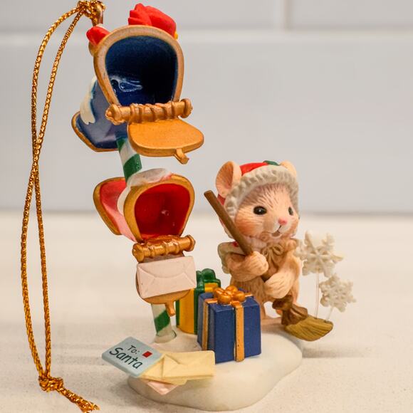 Vintage Mistletoe Magic, Mouse and Mailbox -Letters to Santa, Holiday Ornament - Picture 6 of 10